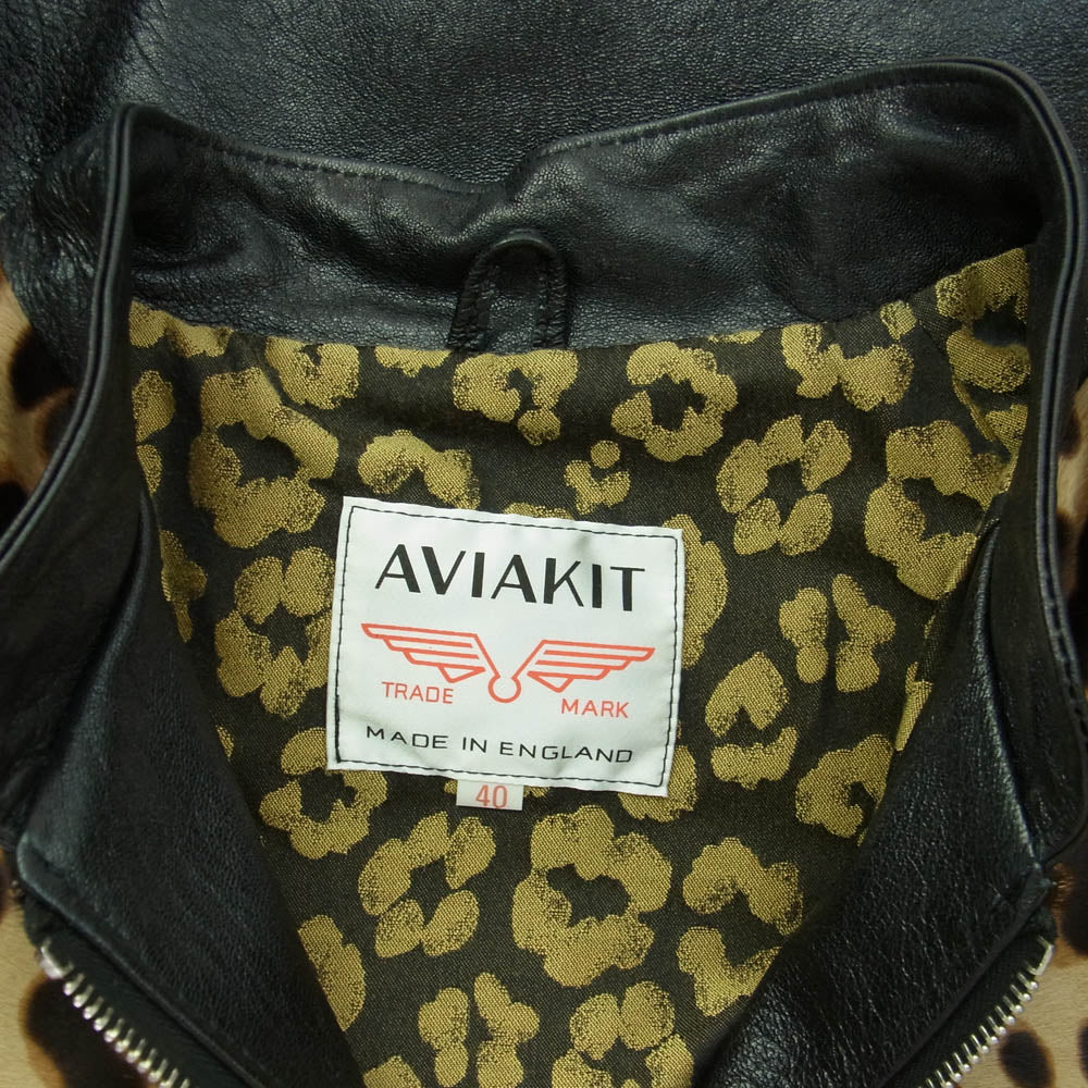 Lewis Leathers ルイスレザー LLUK1131 IGGY POP’S JACKET イギー ポップ ジャケット レオパード ハラコ シングル ライダース レザー ジャケット ブラック系 ブラウン系 40【中古】