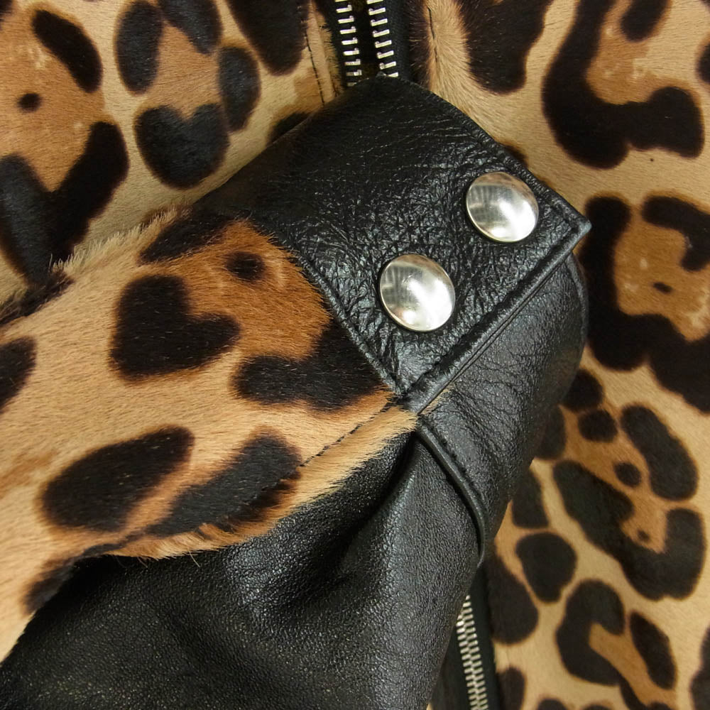 Lewis Leathers ルイスレザー LLUK1131 IGGY POP’S JACKET イギー ポップ ジャケット レオパード ハラコ シングル ライダース レザー ジャケット ブラック系 ブラウン系 40【中古】