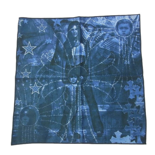 CHROME HEARTS クロムハーツ（原本無） スター クロス メッセージ 総柄 アイウェアクロス 眼鏡拭き ネイビー系【中古】