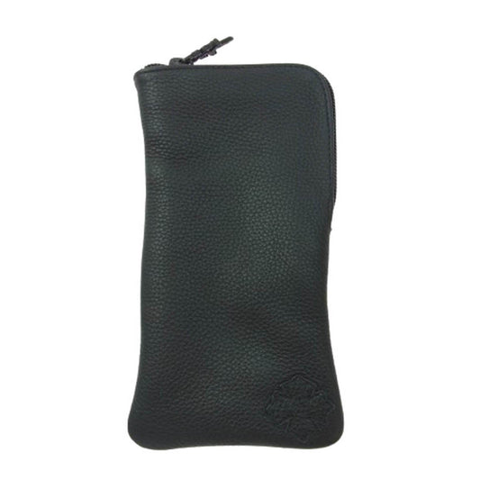 CHROME HEARTS クロムハーツ（原本無） ダガージップ クロスパッチ レザー アイウェアケース メガネケース 眼鏡入れ ブラック系【中古】