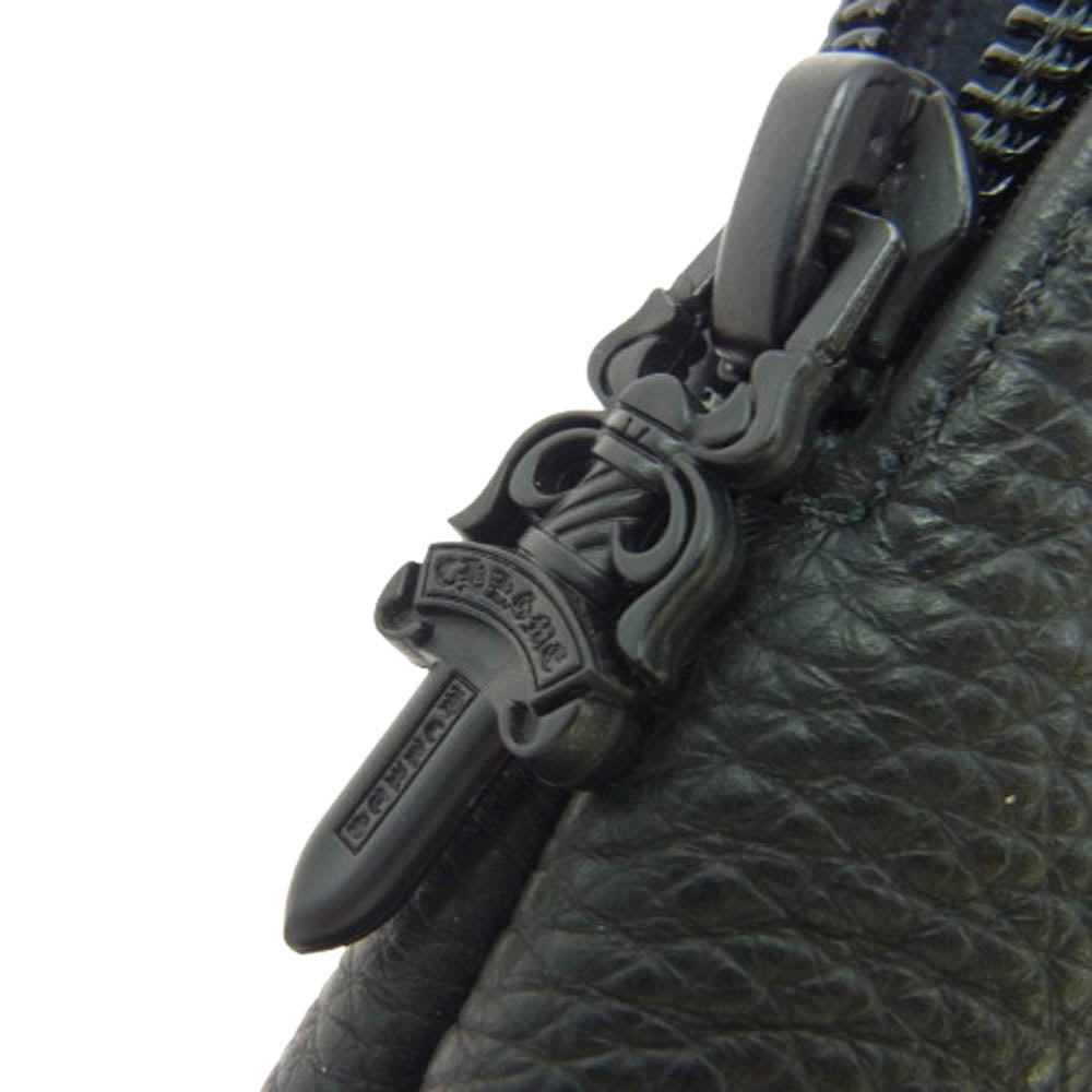 CHROME HEARTS クロムハーツ（原本無） ダガージップ クロスパッチ レザー アイウェアケース メガネケース 眼鏡入れ ブラック系【中古】