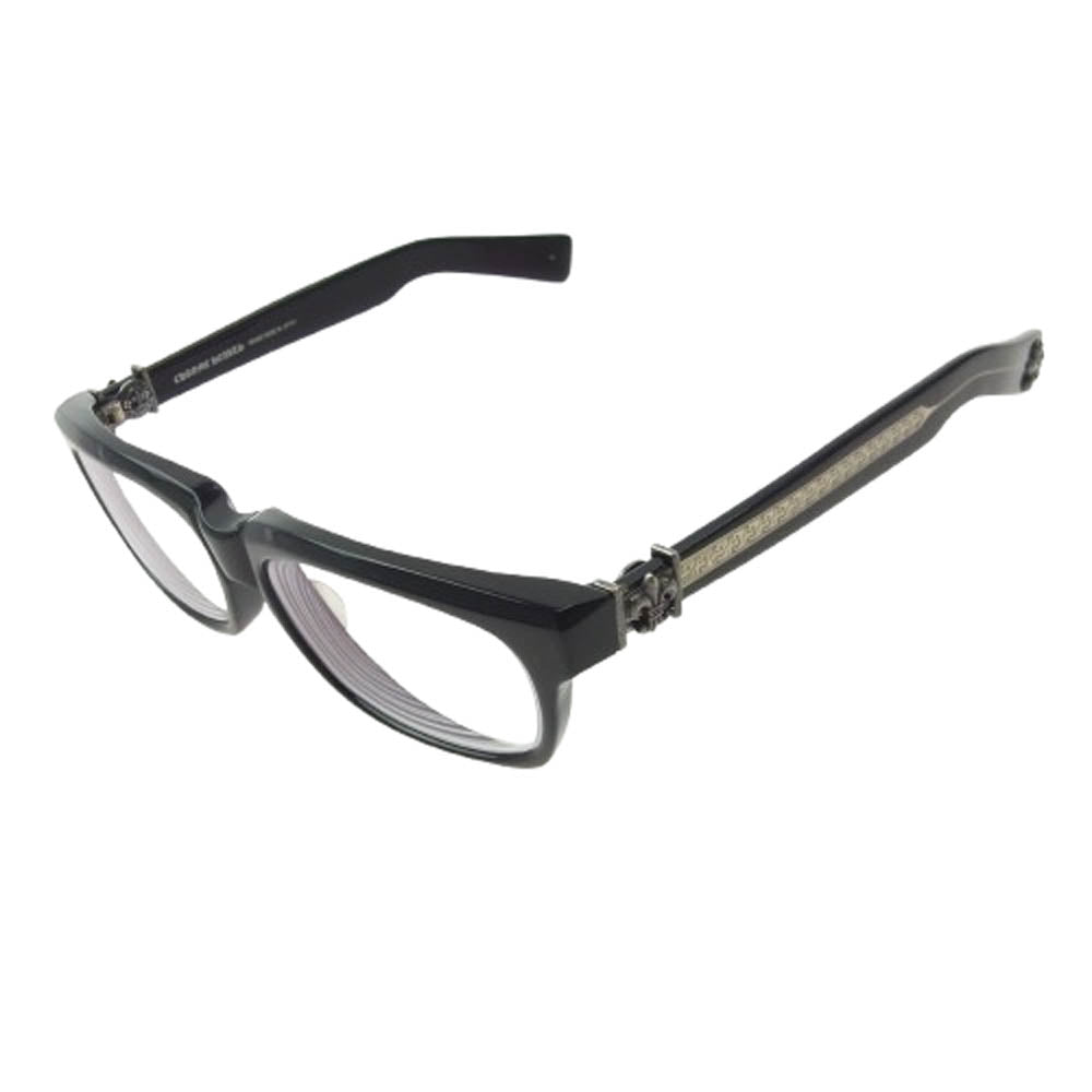 CHROME HEARTS クロムハーツ（原本無） 純正レザーアイウェアケース付属 SPLAT-A 55□17-143 BSフレアテンプル 度入り アイウェア 眼鏡 ブラック系 55□17-143【中古】
