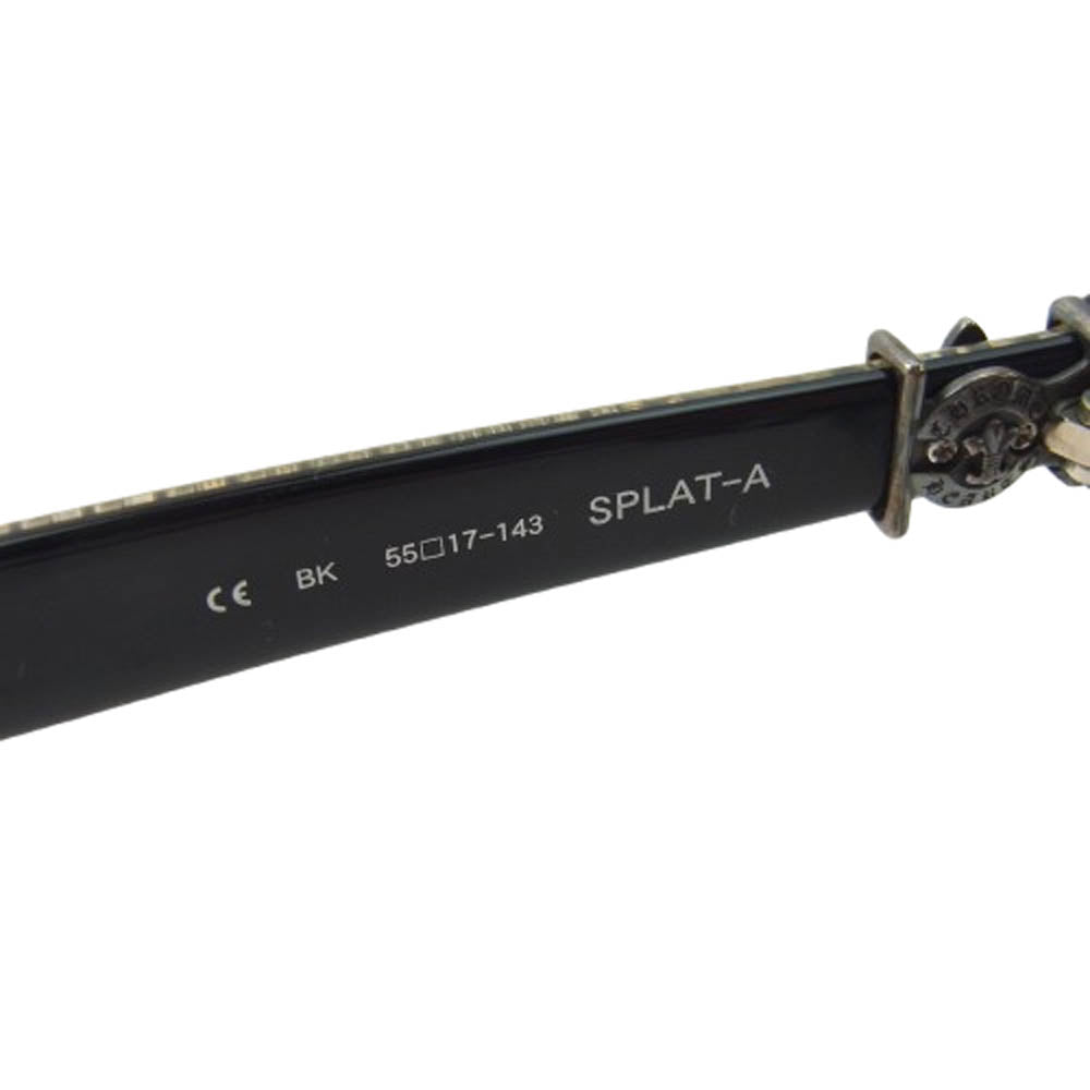 CHROME HEARTS クロムハーツ（原本無） 純正レザーアイウェアケース付属 SPLAT-A 55□17-143 BSフレアテンプル 度入り アイウェア 眼鏡 ブラック系 55□17-143【中古】