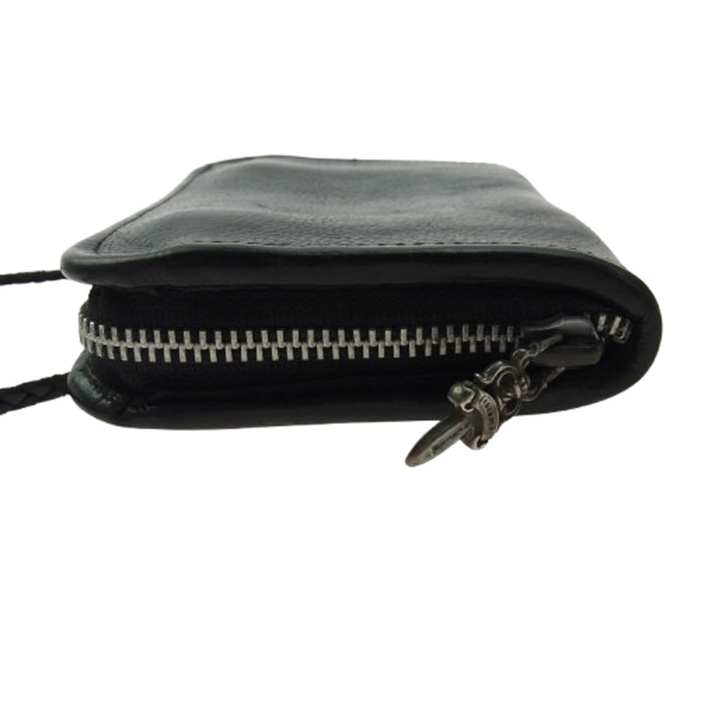 CHROME HEARTS クロムハーツ（原本無） 初期 OLD オールド コノリーレザー ダガージップ ラウンドファスナー レザーブレイド ショルダー ウォレット 財布 ブラック系【中古】