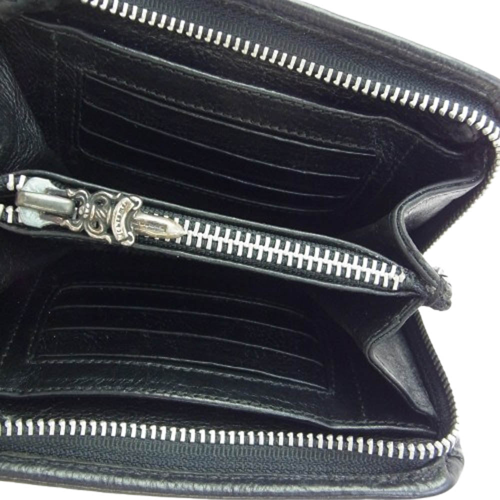 CHROME HEARTS クロムハーツ（原本無） 初期 OLD オールド コノリーレザー ダガージップ ラウンドファスナー レザーブレイド ショルダー ウォレット 財布 ブラック系【中古】