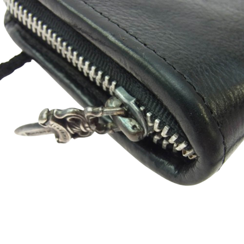 CHROME HEARTS クロムハーツ（原本無） 初期 OLD オールド コノリーレザー ダガージップ ラウンドファスナー レザーブレイド ショルダー ウォレット 財布 ブラック系【中古】