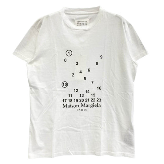 MAISON MARGIELA メゾンマルジェラ 22AW S51GC0516 ナンバリング ロゴ ショートスリーブ シャツ 半袖 Tシャツ ホワイト系 M【極上美品】【中古】