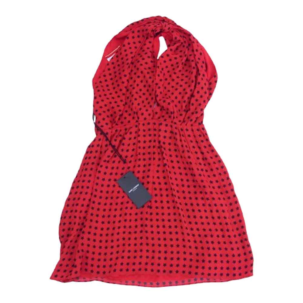 SAINT LAURENT サンローラン 548301 Y752U 総柄 スター ノースリーブ ホルターネック ワンピース トップス レッド系 38【中古】