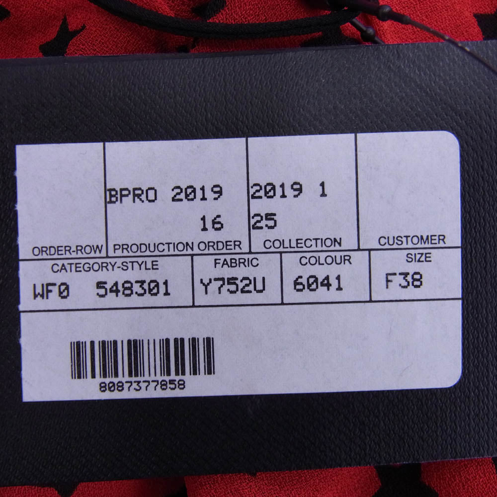 SAINT LAURENT サンローラン 548301 Y752U 総柄 スター ノースリーブ ホルターネック ワンピース トップス レッド系 38【中古】
