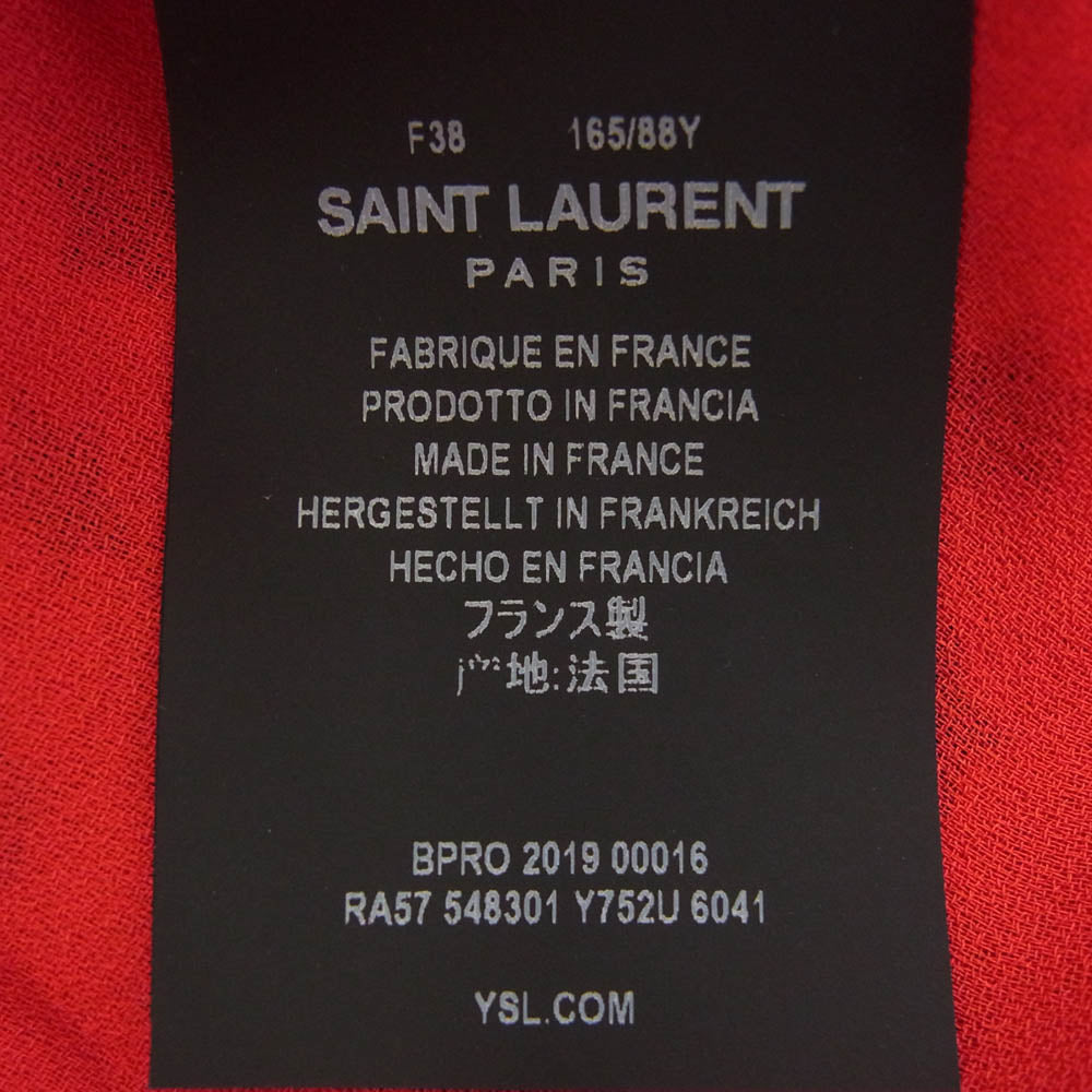 SAINT LAURENT サンローラン 548301 Y752U 総柄 スター ノースリーブ ホルターネック ワンピース トップス レッド系 38【中古】