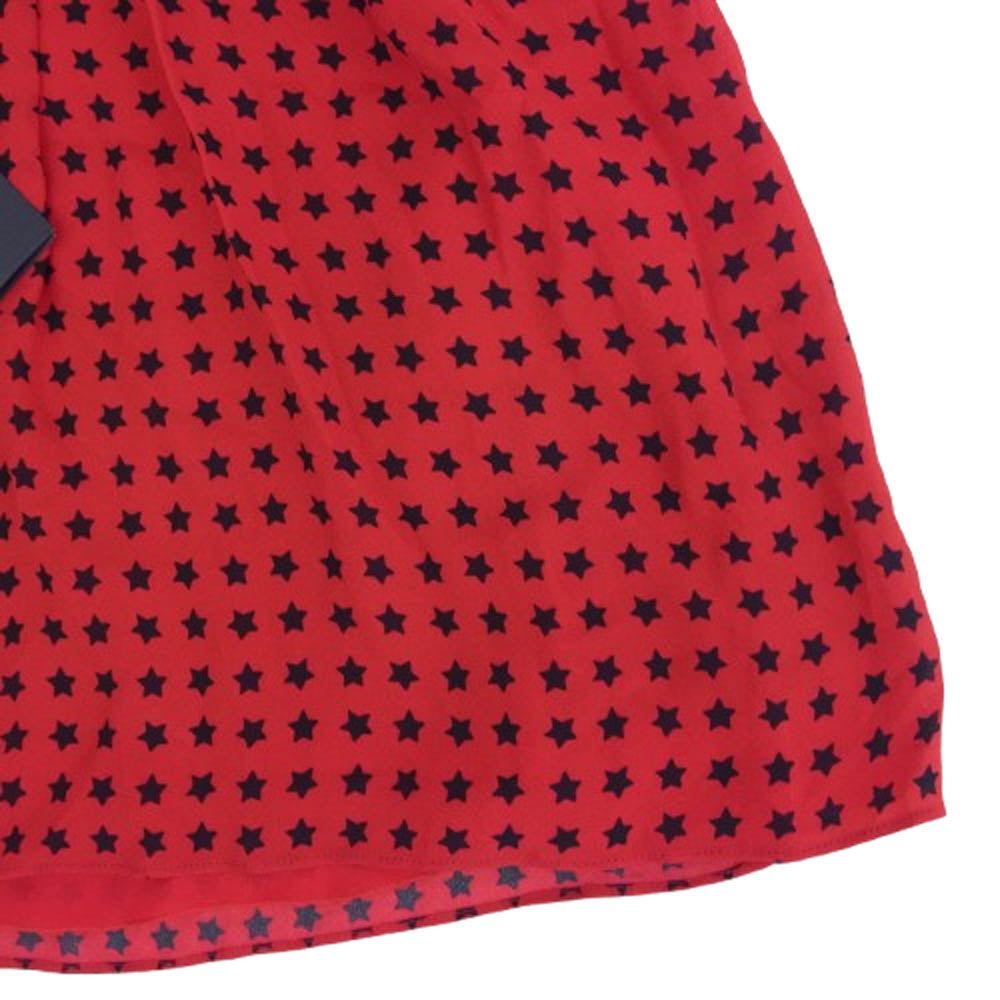 SAINT LAURENT サンローラン 548301 Y752U 総柄 スター ノースリーブ ホルターネック ワンピース トップス レッド系 38【中古】