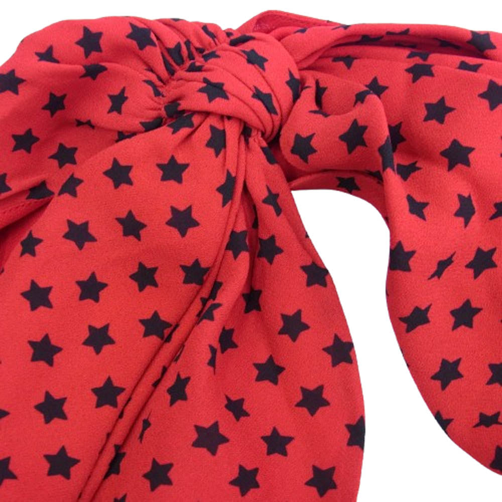 SAINT LAURENT サンローラン 548301 Y752U 総柄 スター ノースリーブ ホルターネック ワンピース トップス レッド系 38【中古】