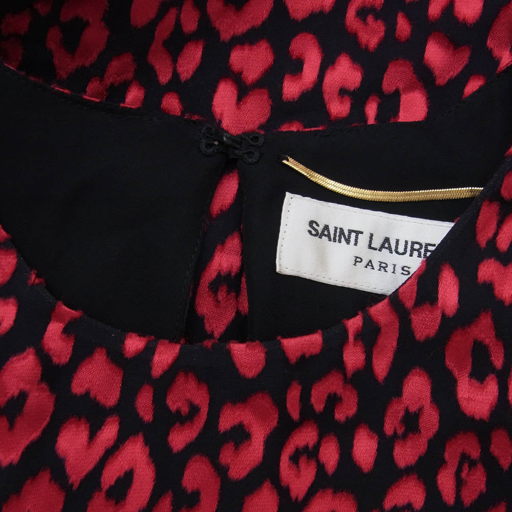 SAINT LAURENT サンローラン 529399 Y854T レオパード ワンピース ブラック系 レッド系 34【中古】