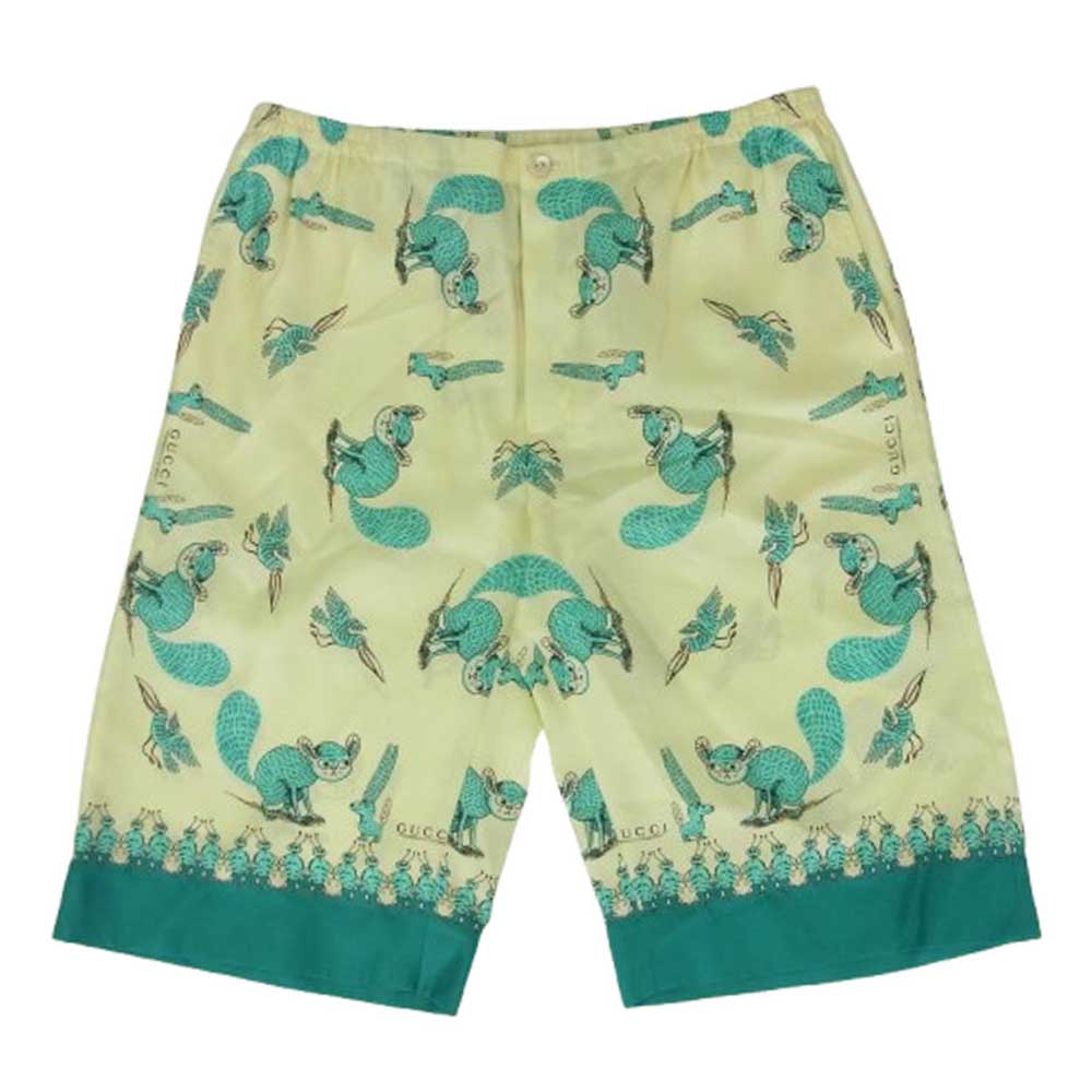 GUCCI グッチ 653403 ZAGWX Freya Hartas Edition Silk Shorts シルク ショーツ ハーフパンツ イエロー系 44【中古】