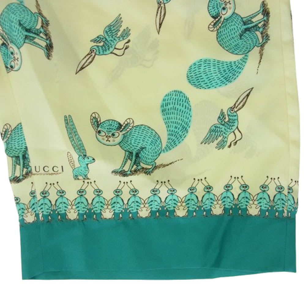 GUCCI グッチ 653403 ZAGWX Freya Hartas Edition Silk Shorts シルク ショーツ ハーフパンツ イエロー系 44【中古】