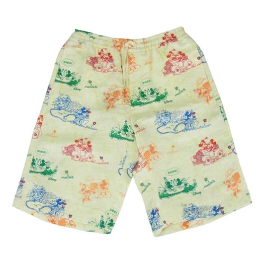 GUCCI グッチ 604046 ZADJG Disney ディズニー 総柄 ショーツ ハーフパンツ ホワイト系 イエロー系 48【極上美品】【中古】