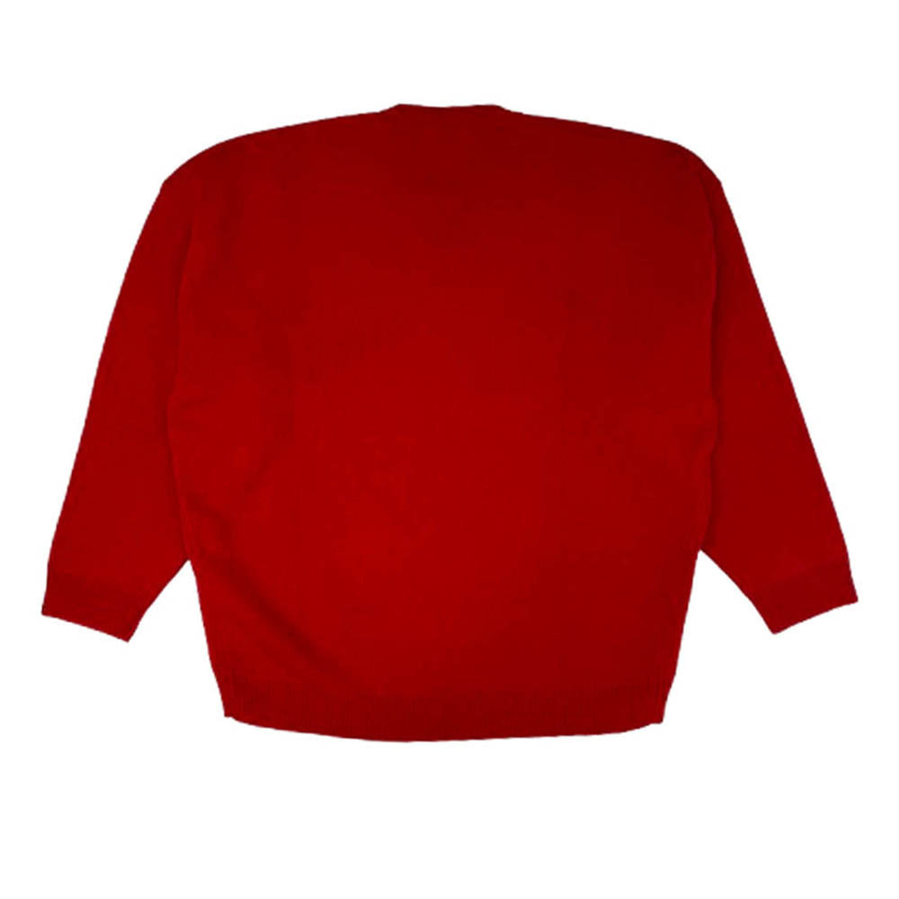 BALENCIAGA バレンシアガ 19AW 594732 T4097 ロゴ刺繍 Vネック ニット レッド系 S【極上美品】【中古】