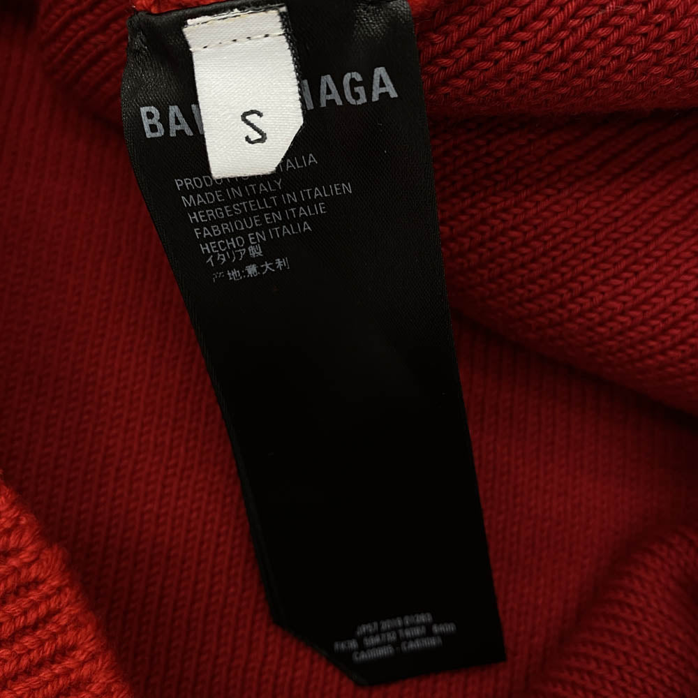 BALENCIAGA バレンシアガ 19AW 594732 T4097 ロゴ刺繍 Vネック ニット レッド系 S【極上美品】【中古】