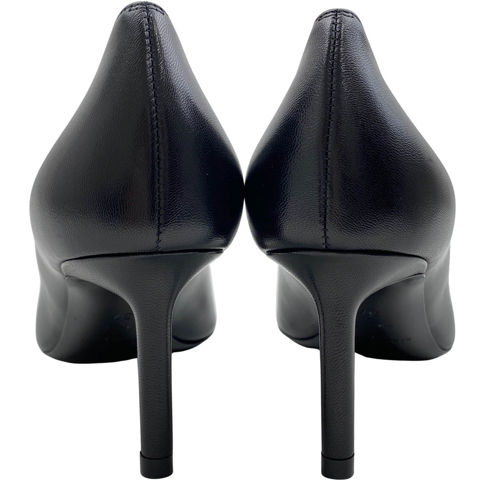 SAINT LAURENT サンローラン 480093 ポインテッドトゥ レザー ヒール パンプス ブラック系 37【美品】【中古】