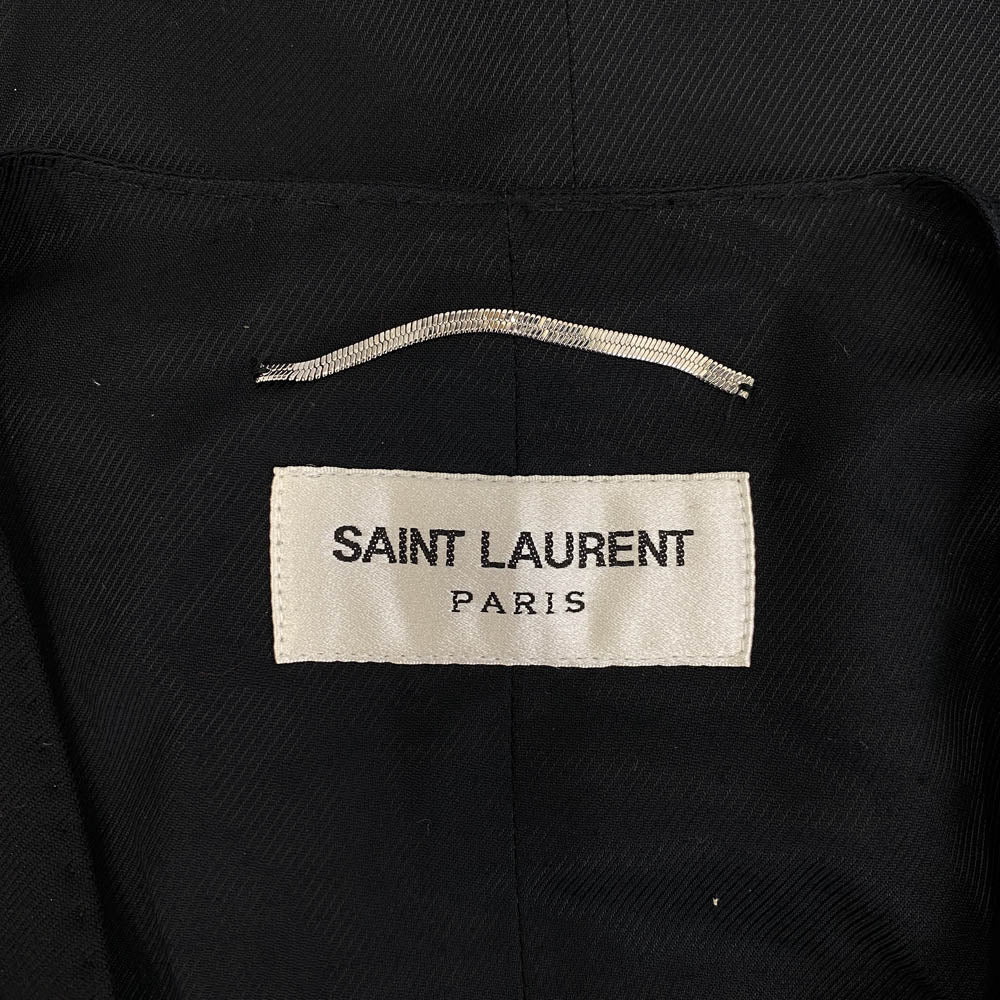 SAINT LAURENT サンローラン 370568 Y639H エディ期 裏地シルク100% ウールギャバジン クラシック ベスト ブラック系 42【極上美品】【中古】