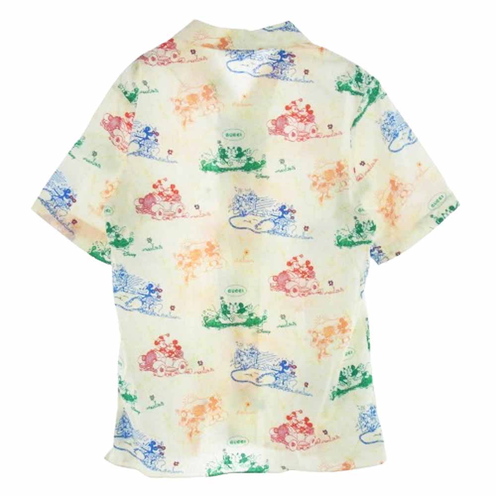 GUCCI グッチ 601604 ZADGQ Disney ディズニー 総柄 オープンカラー ボーリング 半袖 シャツ ホワイト系 イエロー系 48【極上美品】【中古】