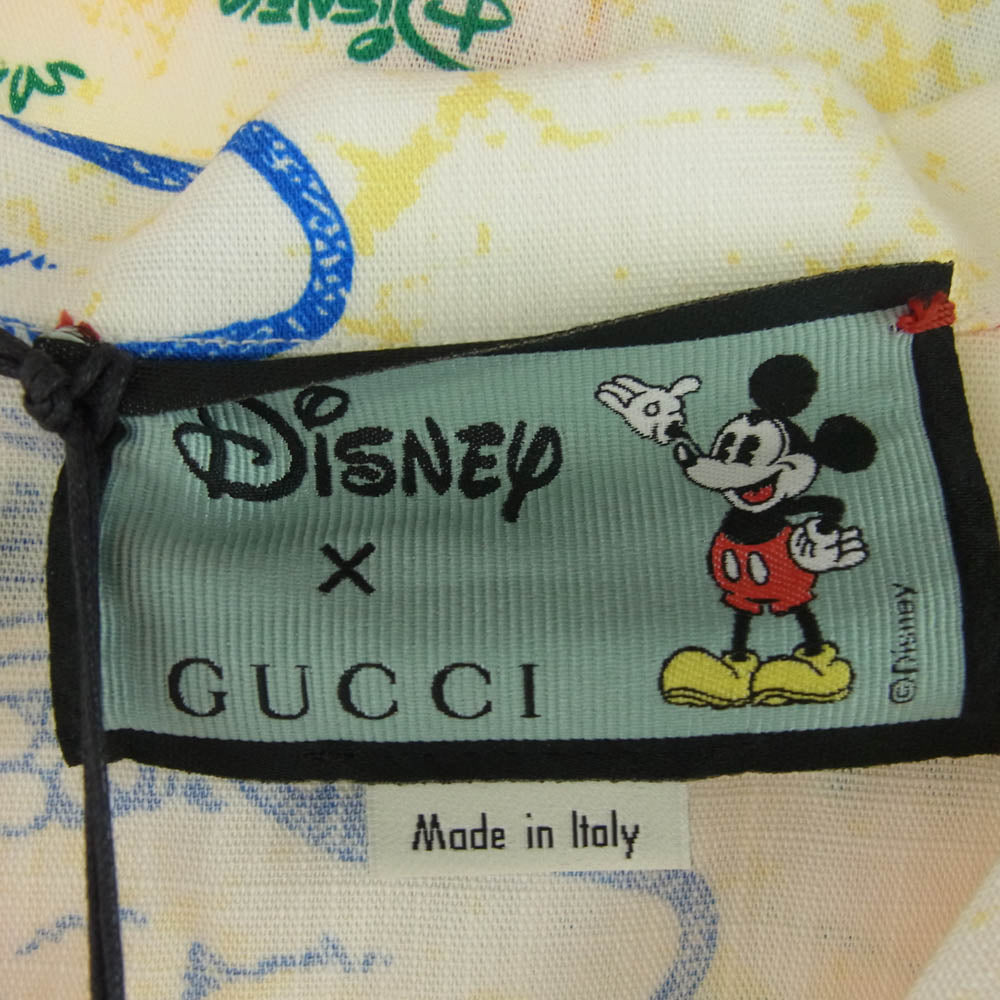 GUCCI グッチ 601604 ZADGQ Disney ディズニー 総柄 オープンカラー ボーリング 半袖 シャツ ホワイト系 イエロー系 48【極上美品】【中古】