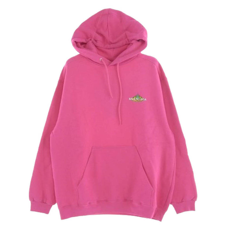 BALENCIAGA バレンシアガ 600583 THV61 ボンジュール ロゴプリント パーカー ピンク系 XS【極上美品】【中古】