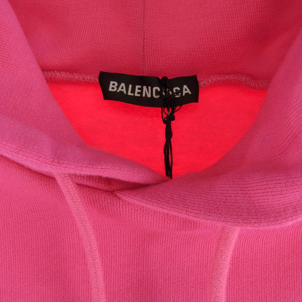 BALENCIAGA バレンシアガ 600583 THV61 ボンジュール ロゴプリント パーカー ピンク系 XS【極上美品】【中古】