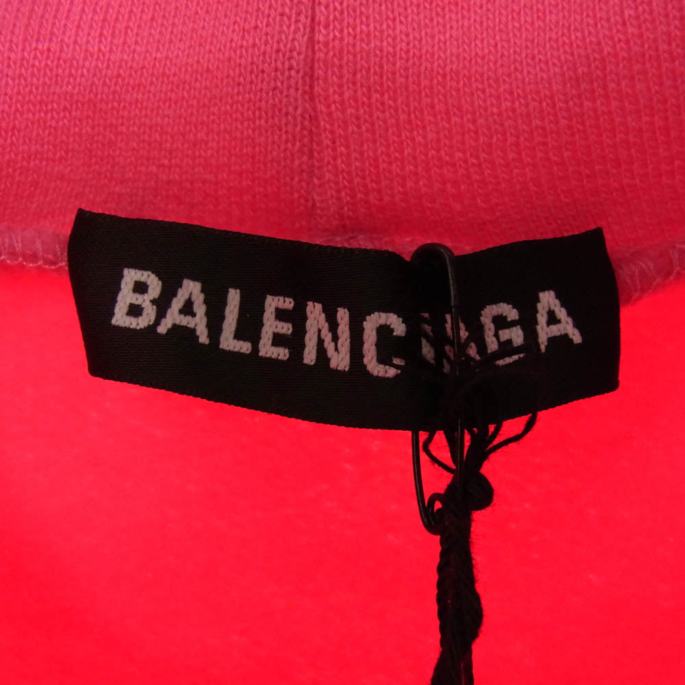 BALENCIAGA バレンシアガ 600583 THV61 ボンジュール ロゴプリント パーカー ピンク系 XS【極上美品】【中古】