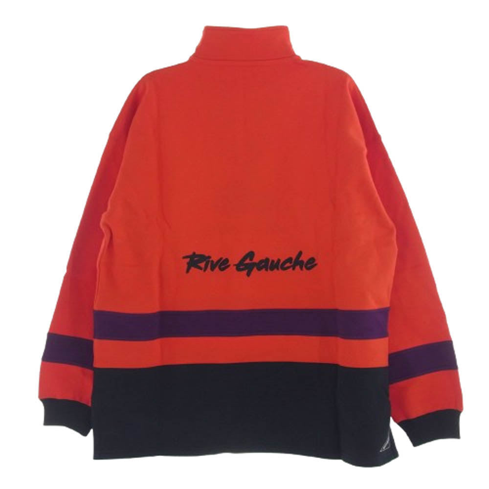 BALENCIAGA バレンシアガ 583138 TFV39 ロゴ刺繍 ボーダー ハーフジップ スウェット レッド系 M【極上美品】【中古】