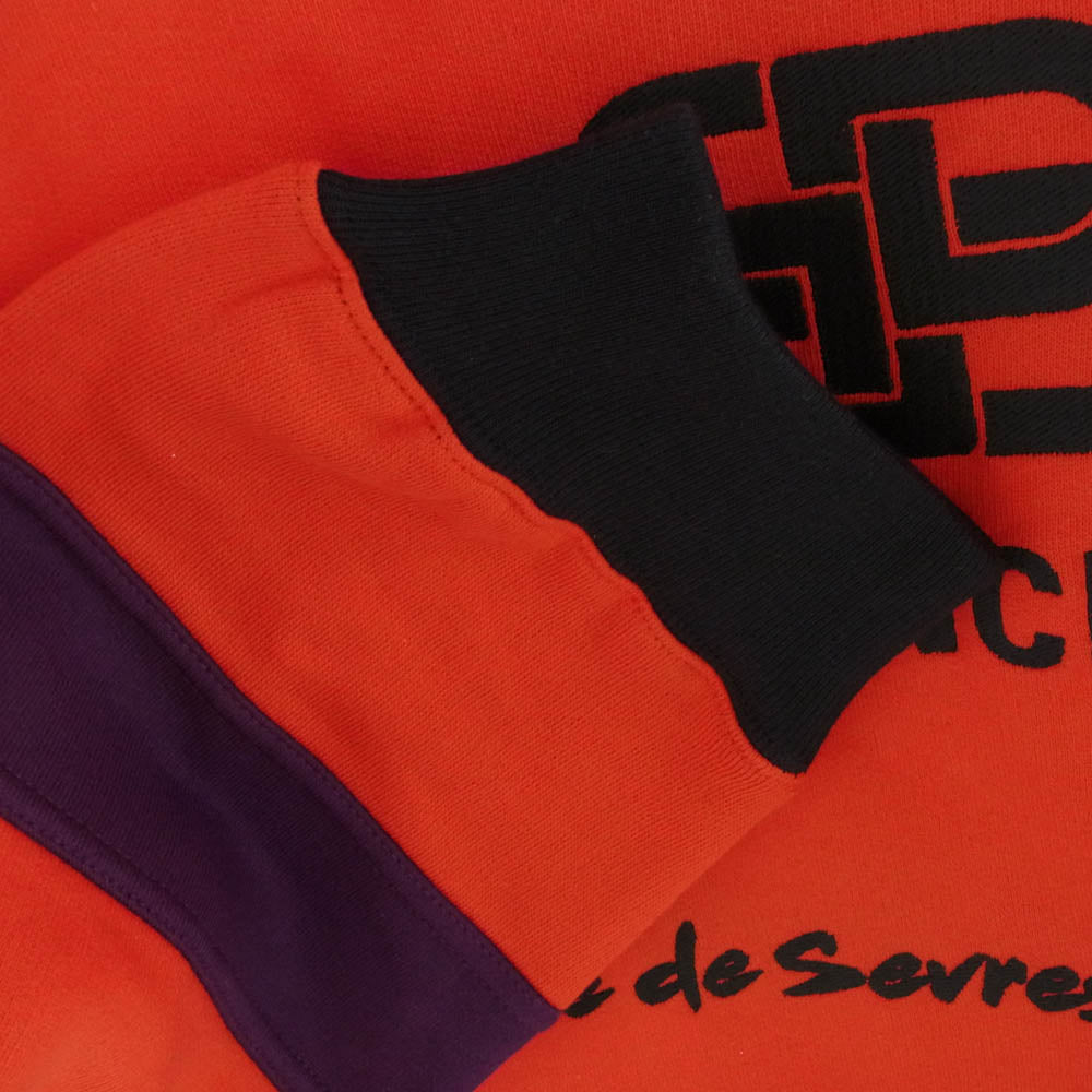 BALENCIAGA バレンシアガ 583138 TFV39 ロゴ刺繍 ボーダー ハーフジップ スウェット レッド系 M【極上美品】【中古】