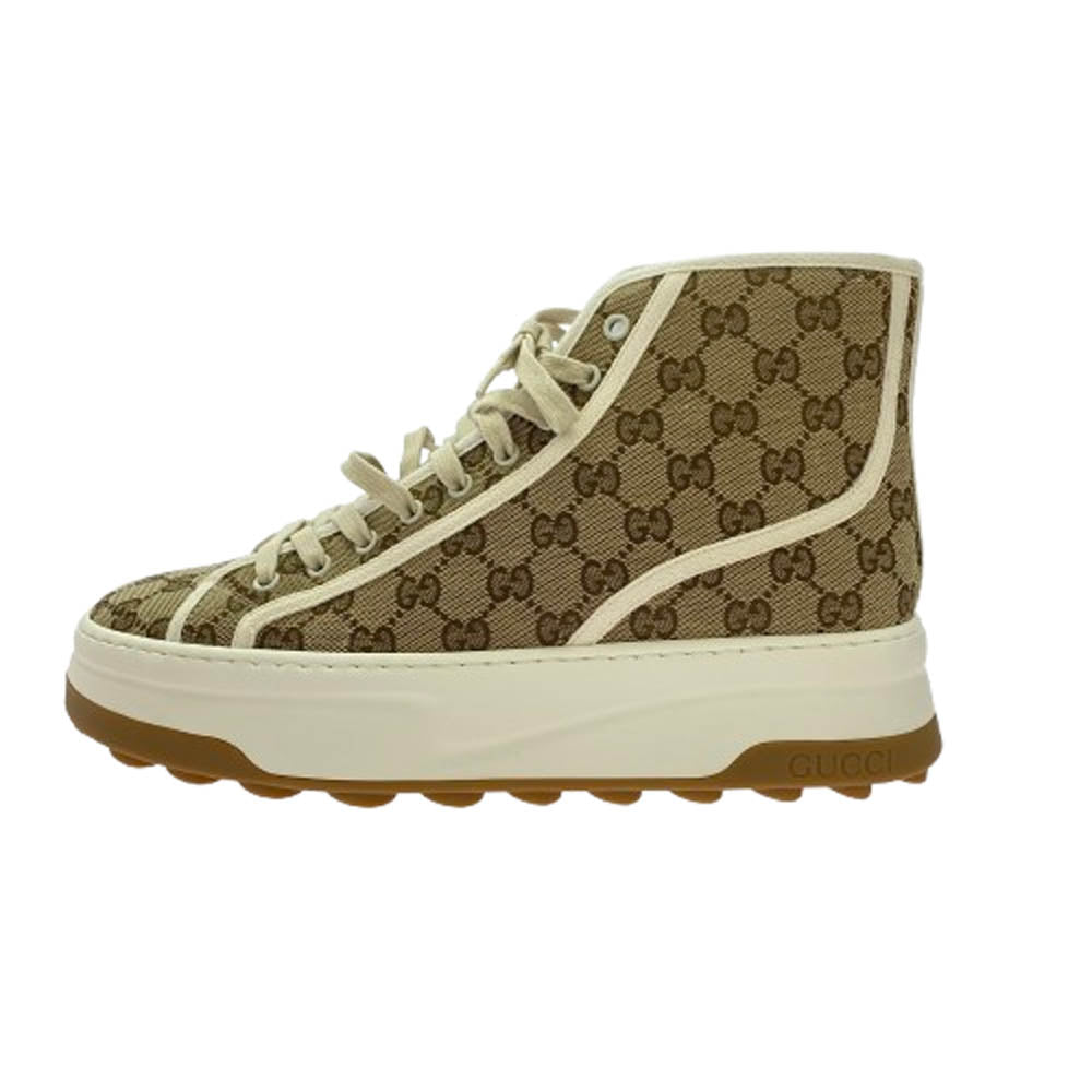 GUCCI グッチ Tennis 1977 テニス GG キャンバス ハイカット スニーカー ブラウン系 10【中古】
