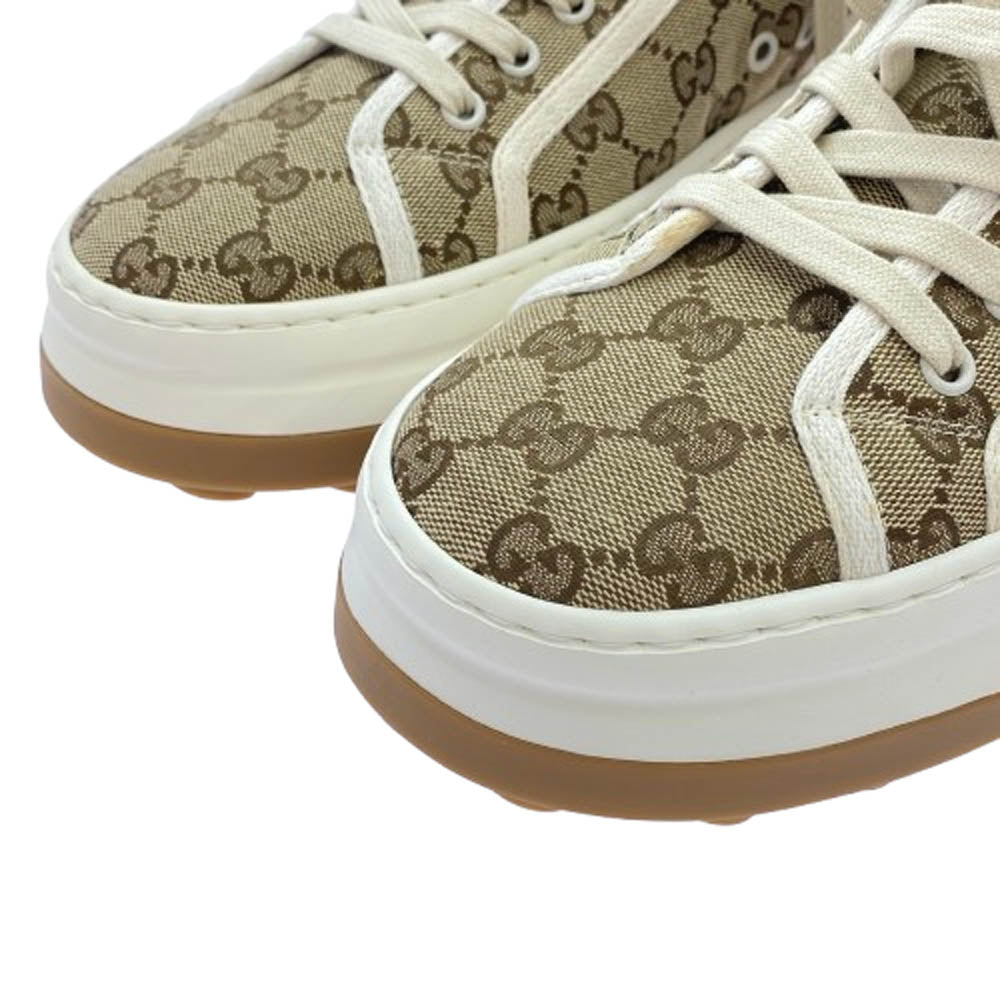 GUCCI グッチ Tennis 1977 テニス GG キャンバス ハイカット スニーカー ブラウン系 10【中古】