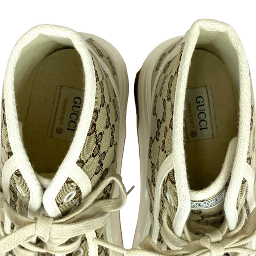 GUCCI グッチ Tennis 1977 テニス GG キャンバス ハイカット スニーカー ブラウン系 10【中古】