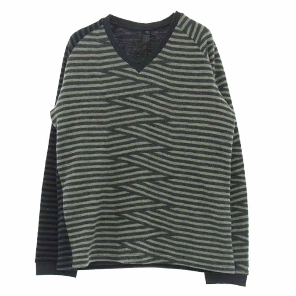 wjk ダブルジェイケイ 6815 zigzag border P/O knit ジグザクボーダー ニット セーター ダークグレー系 S【中古】