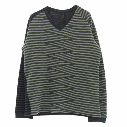 wjk ダブルジェイケイ 6815 zigzag border P/O knit ジグザクボーダー ニット セーター ダークグレー系 S【中古】
