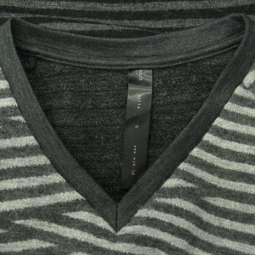 wjk ダブルジェイケイ 6815 zigzag border P/O knit ジグザクボーダー ニット セーター ダークグレー系 S【中古】