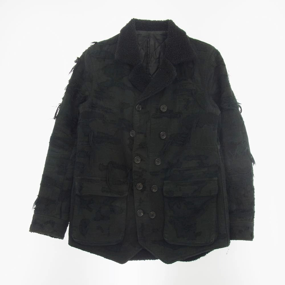 UNDERCOVER アンダーカバー 09AW D4210 Arts&Crafts 85 デニム加工 瘡蓋 クラスト デニム ボアランチコート ジャケット ブラック系 2【中古】