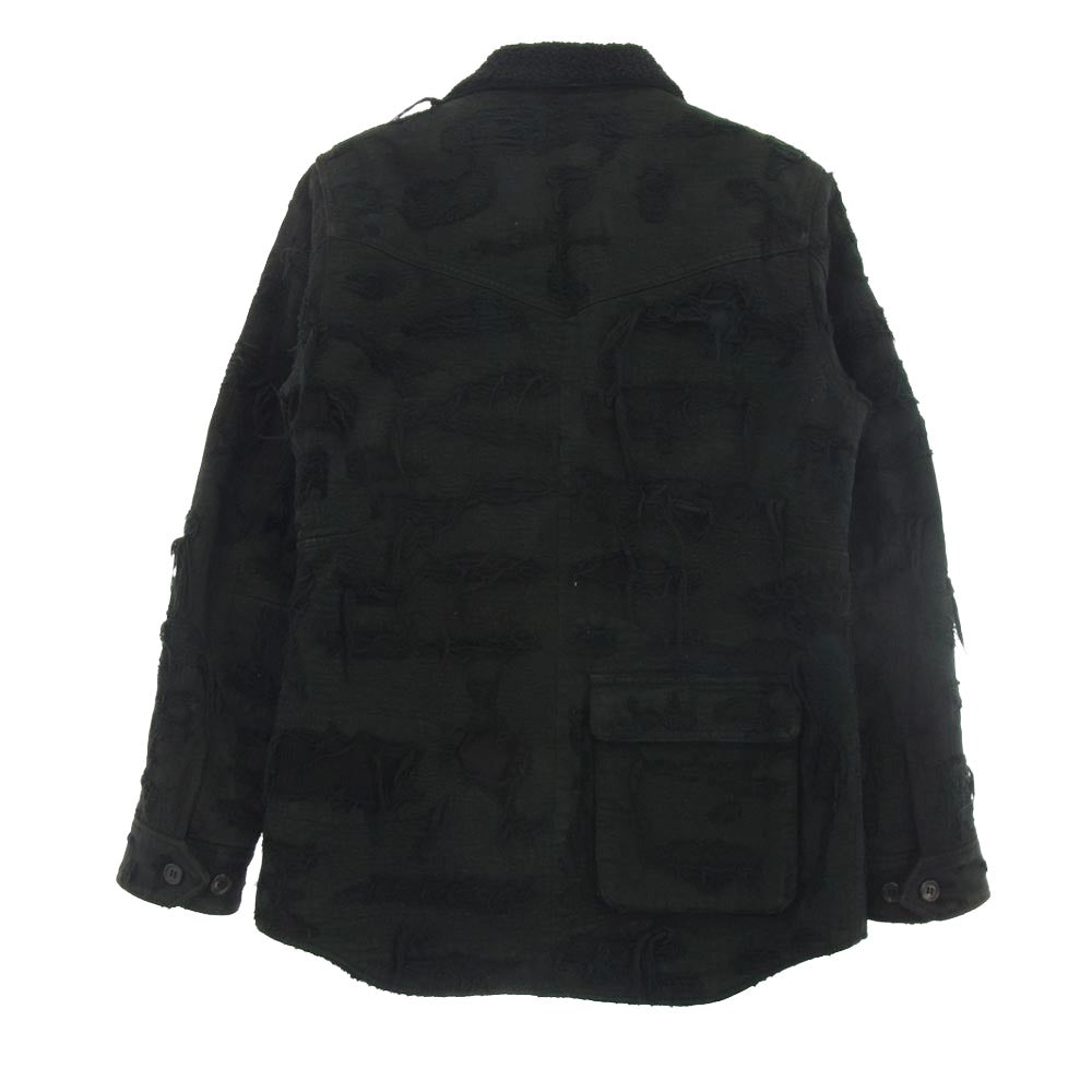 UNDERCOVER アンダーカバー 09AW D4210 Arts&Crafts 85 デニム加工 瘡蓋 クラスト デニム ボアランチコート ジャケット ブラック系 2【中古】