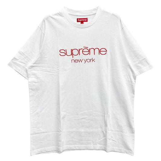 Supreme シュプリーム 23AW Classic Logo S/S Top Tee クラシックロゴ 刺繍 半袖 Tシャツ ホワイト系 L【極上美品】【中古】
