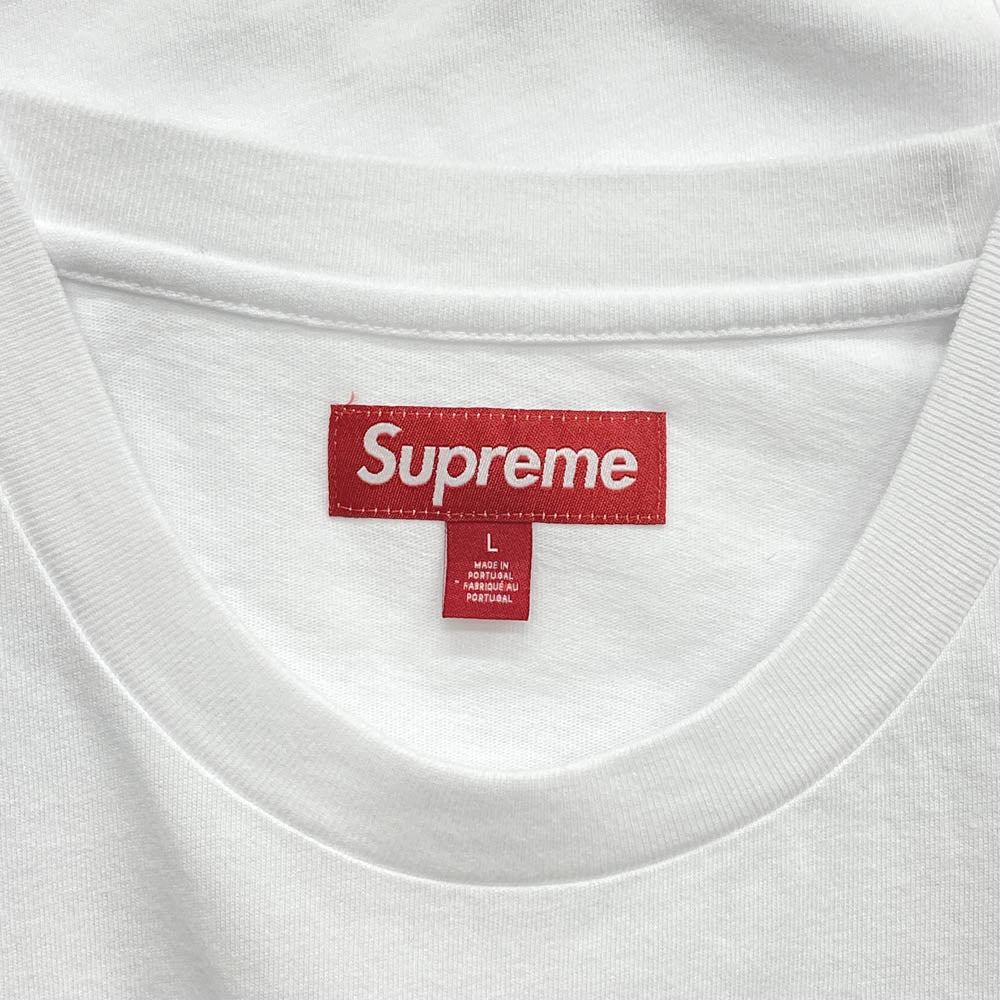 Supreme シュプリーム 23AW Classic Logo S/S Top Tee クラシックロゴ 刺繍 半袖 Tシャツ ホワイト系 L【極上美品】【中古】