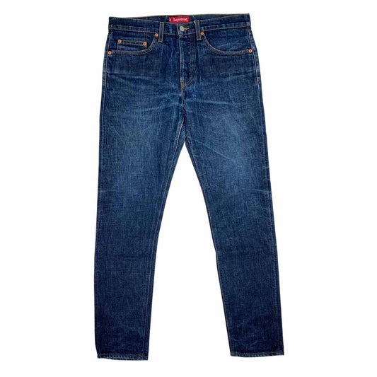 Supreme シュプリーム USA製 Rigid Slim Jeans リジッド スリム ジーンズ ワングラム期 14oz インディゴ 赤耳 デニム パンツ W32 インディゴブルー系 32【中古】
