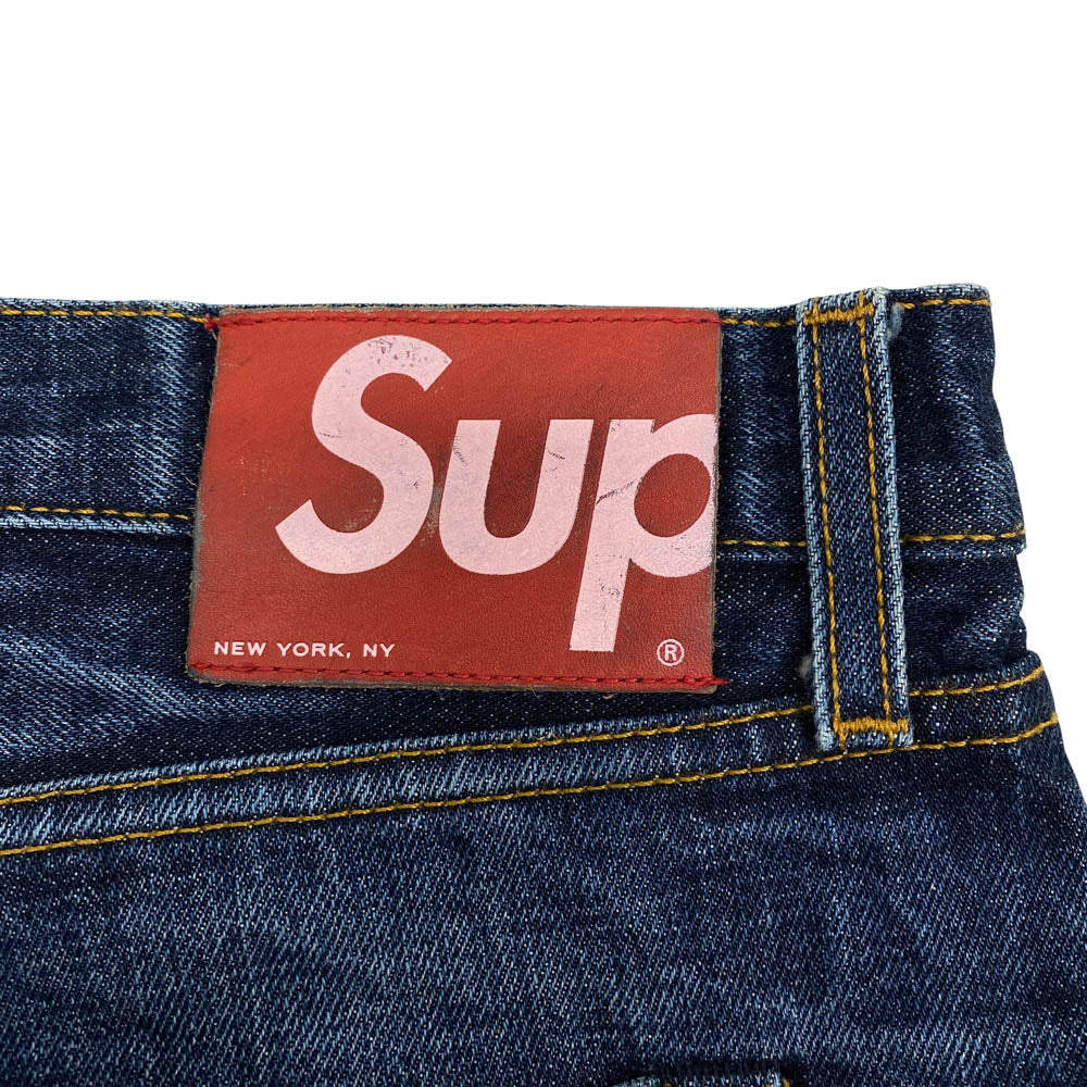 Supreme シュプリーム USA製 Rigid Slim Jeans リジッド スリム ジーンズ ワングラム期 14oz インディゴ 赤耳 デニム パンツ W32 インディゴブルー系 32【中古】