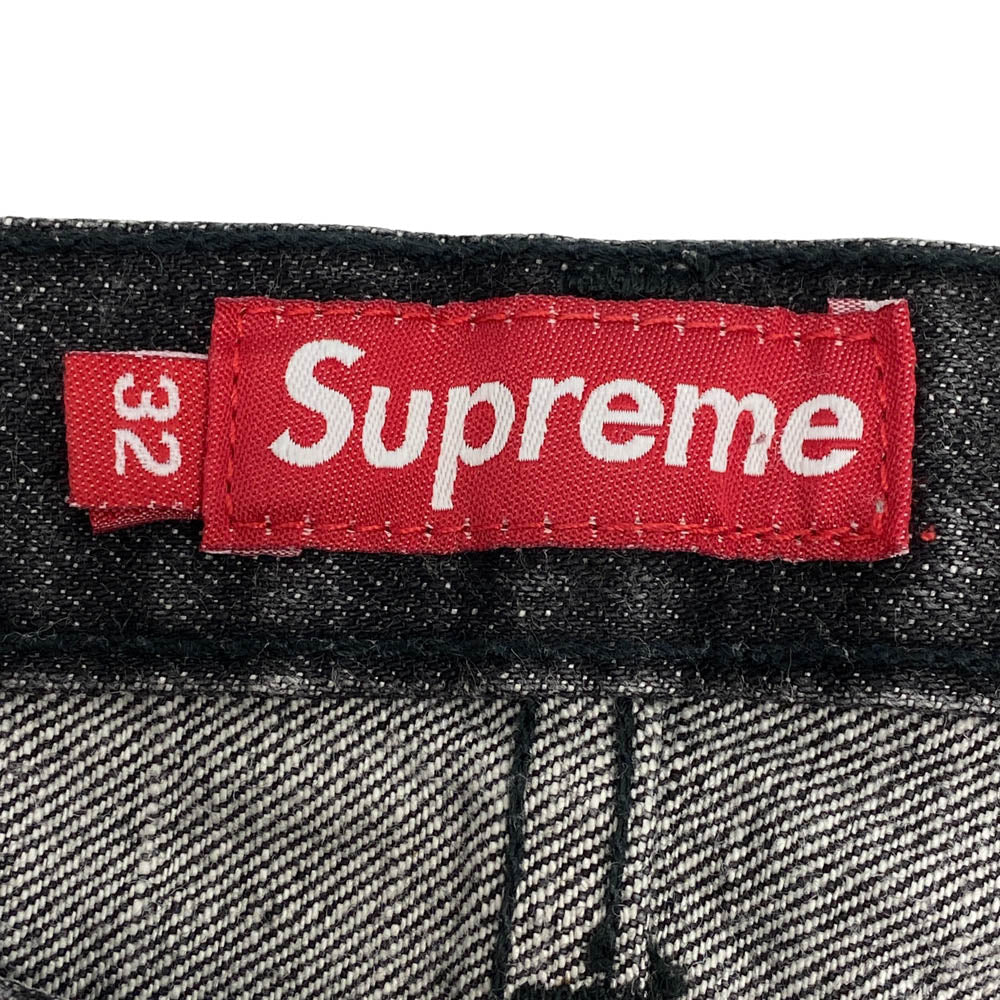 Supreme シュプリーム USA製 リジッド スリム ジーンズ 赤耳 ブラック デニム パンツ W32 ダークグレー系 32【中古】