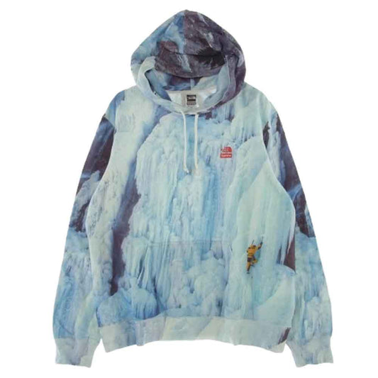 Supreme シュプリーム 21SS NT12100I × THE NORTH FACE Ice Climb Hooded Sweatshirt ザノース フェイス アイス クライム フーデッド スウェット パーカー ブルー系 L【中古】