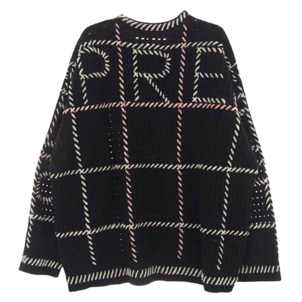 Supreme シュプリーム 23SS Quilt Stitch Sweater キルト ステッチ セーター バックロゴ ニット ブラック系 L【美品】【中古】