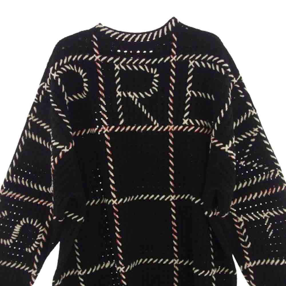 Supreme シュプリーム 23SS Quilt Stitch Sweater キルト ステッチ セーター バックロゴ ニット ブラック系 L【美品】【中古】