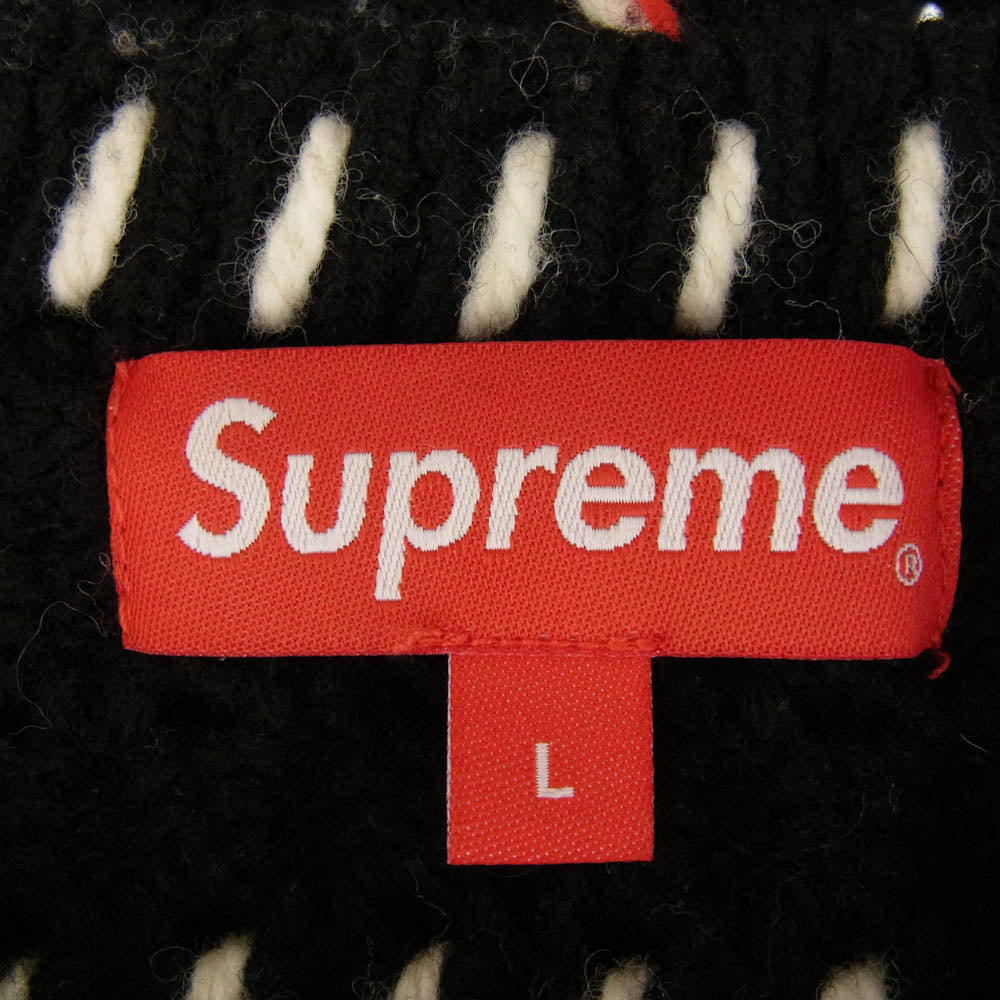 Supreme シュプリーム 23SS Quilt Stitch Sweater キルト ステッチ セーター バックロゴ ニット ブラック系 L【美品】【中古】