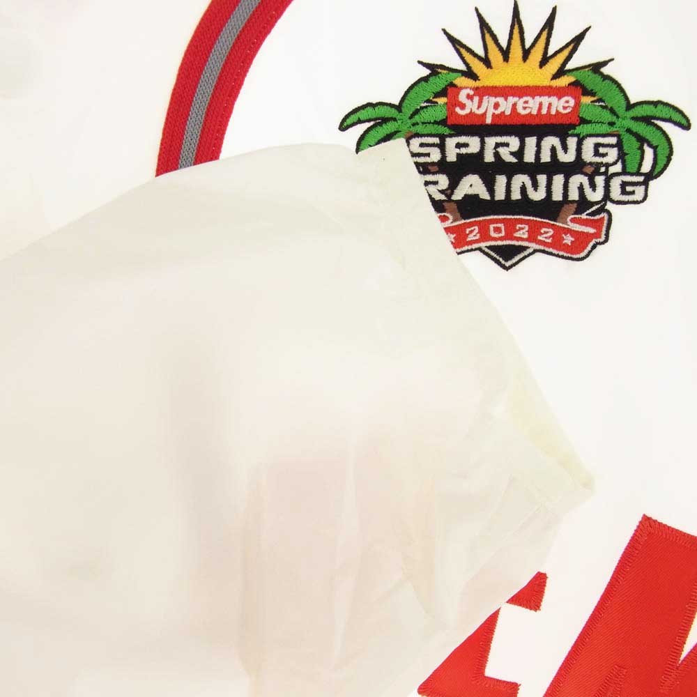 Supreme シュプリーム 22SS Snap Off Sleeve L/S Baseball Top スナップ オフ スリーブ エルエス ベースボールトップ ベースボールシャツ 2WAY アーチロゴ ナイロン ジャケット ホワイト系 L【美品】【中古】