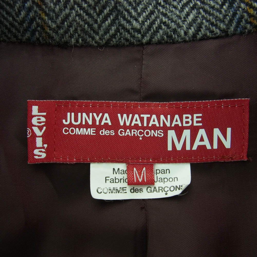 JUNYA WATANABE COMME des GARCONS MAN ジュンヤワタナベコムデギャルソンマン 20aw WF-J005 × Levi’s リーバイス Wネーム セルヴィッチ デニム ウール ナイロン ツイード ドッキング ジャケット インディゴブルー系 ブラック系 M【美品】【中古】